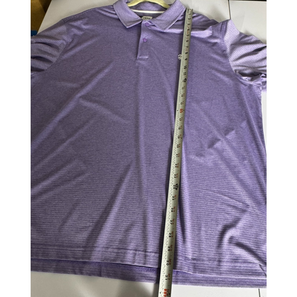 Izod Polo Shirt Mens Adult 2XL XXL Purple Logo Golf Lightweight Stretch - Picture 6 of 6